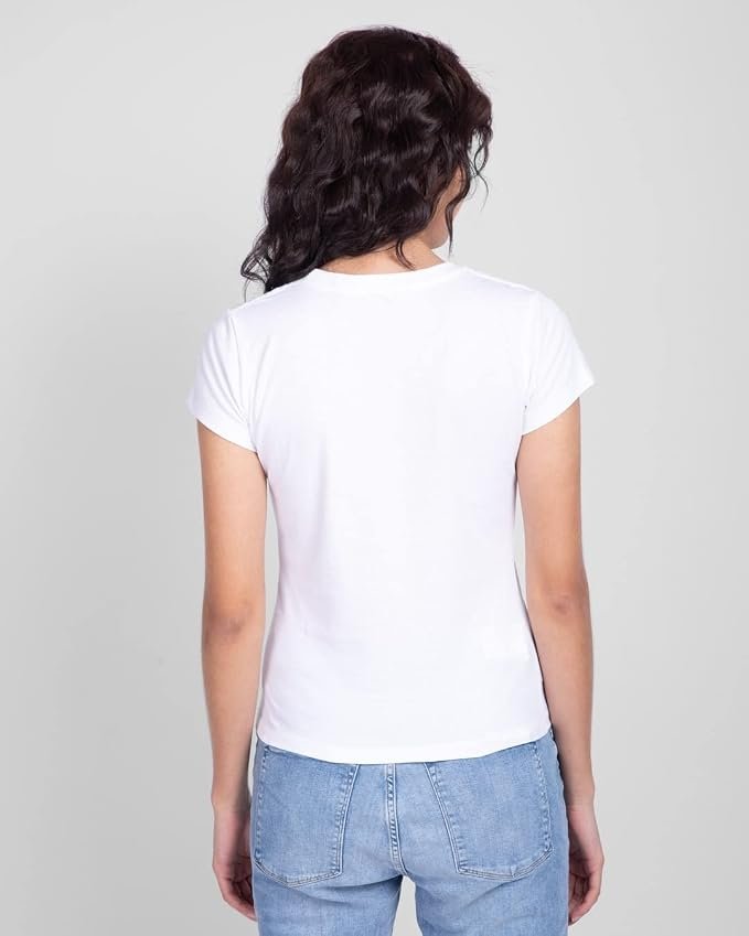 Bewakoof Women's Cotton Solid Slim Fit Half Sleeve Round Neck T-Shirt | Cotton Tshirt for Woman | Casual wear | Streetwear - Image 2